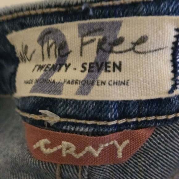 Free People We The Free Crvy Vintage High Rise Shorts Mid Wash Denim Cotton Blen - Picture 8 of 9